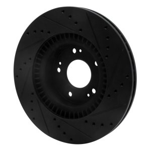 Hyundai Genesis Brake Rotor (1) - Front Left - R1 Concepts - Drilled & Slotted - Black - `09-`11